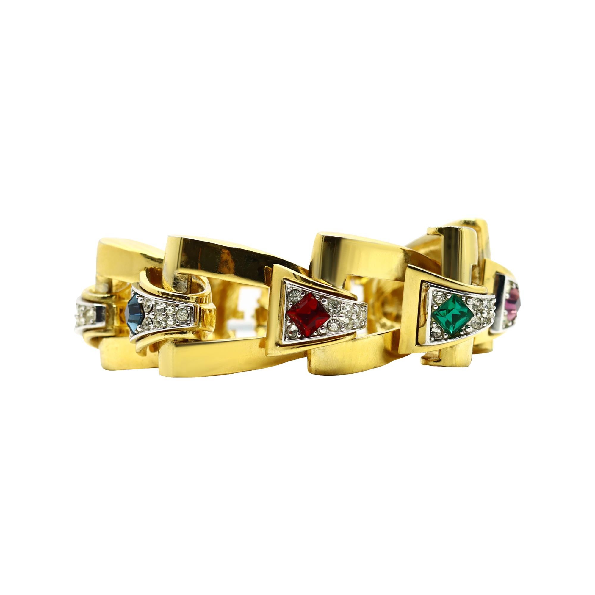 Bracciale d'epoca Givenchy con diamanti e link in tonalità oro, circa anni '80 in vendita 2
