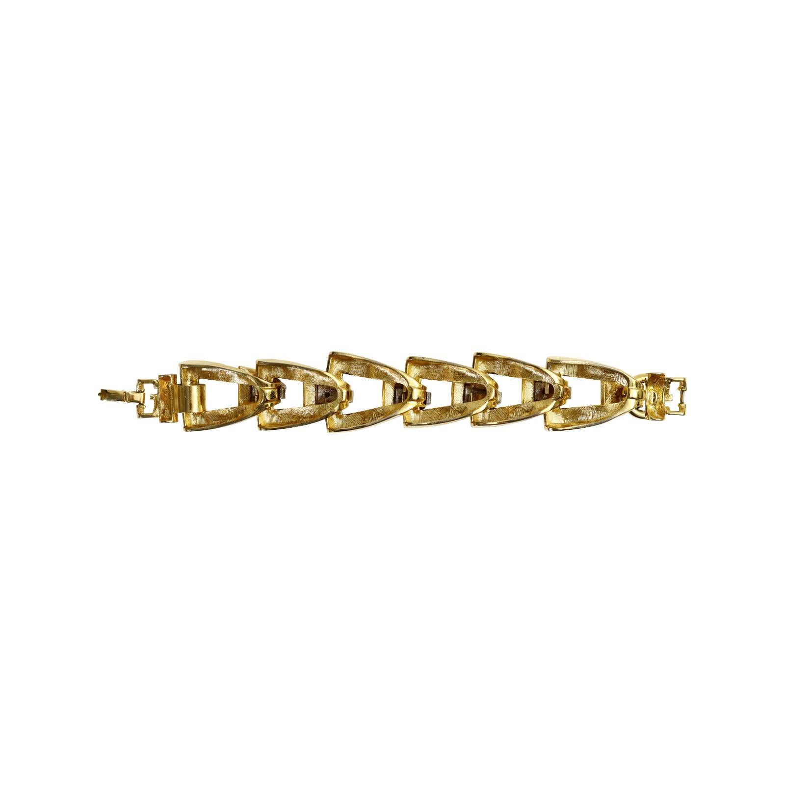 Vintage Givenchy Diamante and Gold Tone Link Bracelet Circa 1980s For Sale 2