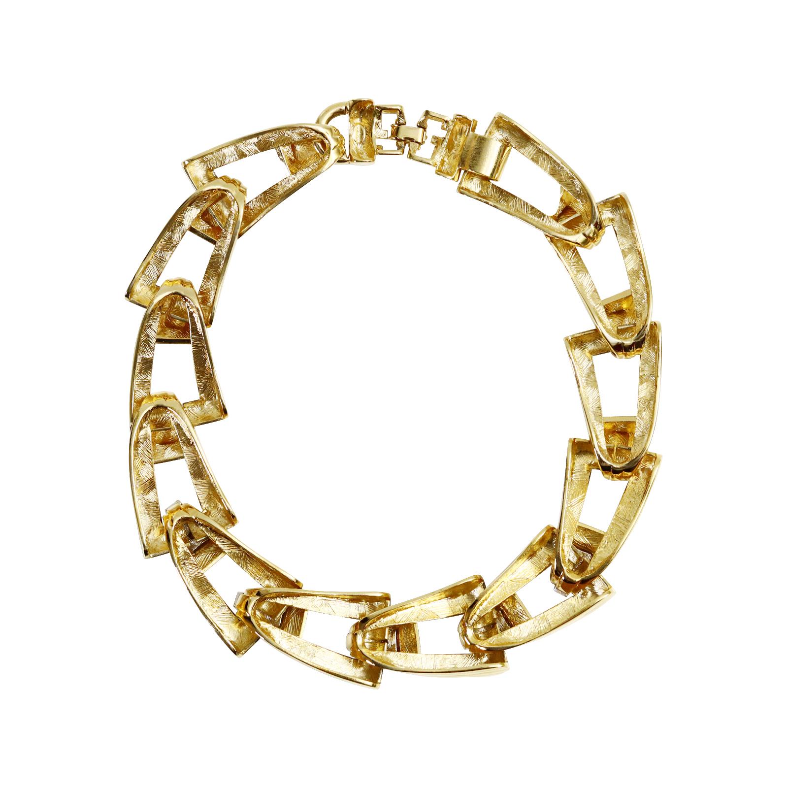 Vintage Givenchy Diamante and Gold Tone Link Necklace Circa 1980 en vente 5