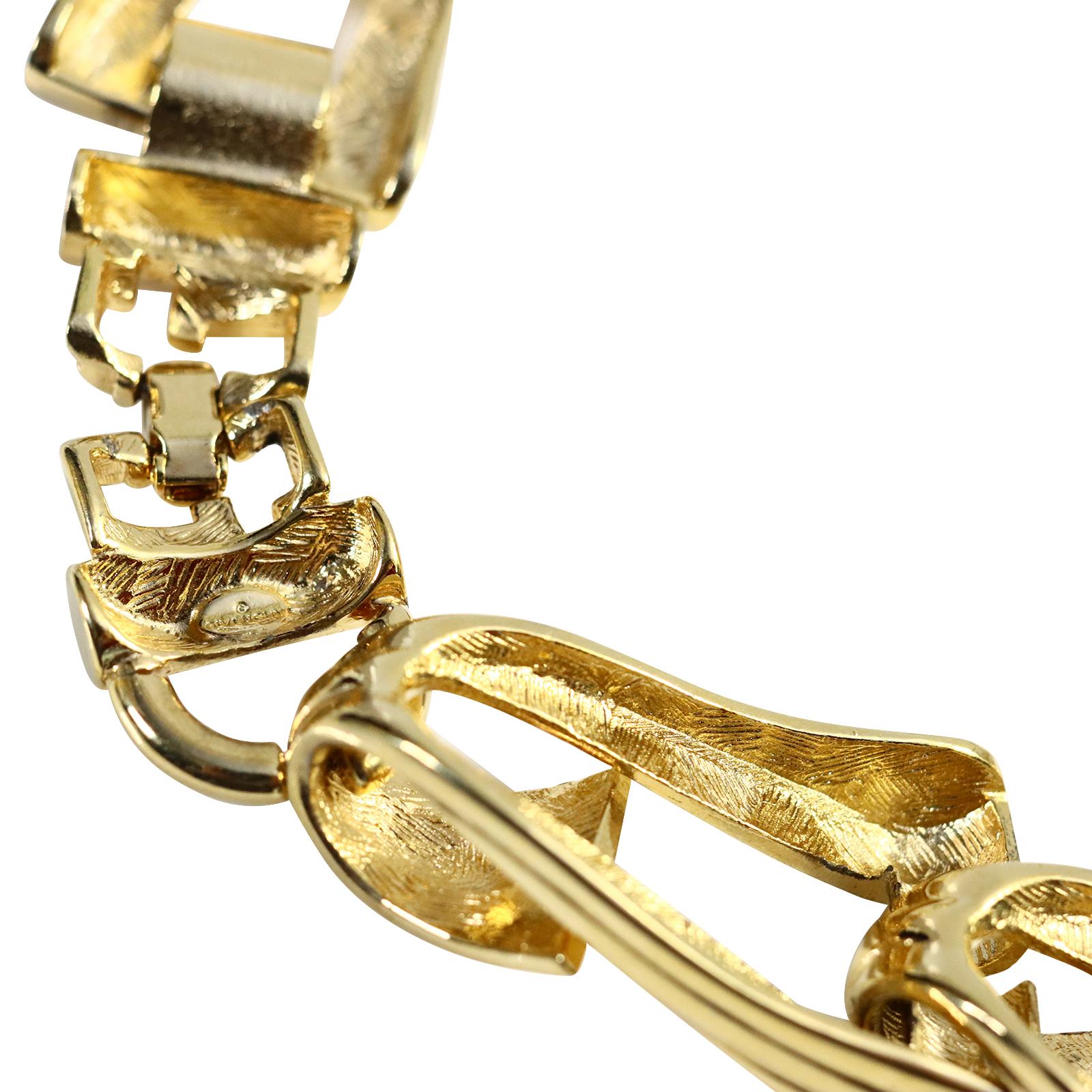 Vintage Givenchy Diamante and Gold Tone Link Necklace Circa 1980s For Sale 5
