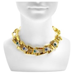 Vintage Givenchy Diamant- und Goldfarbene Gliederhalskette Circa 1980er Jahre