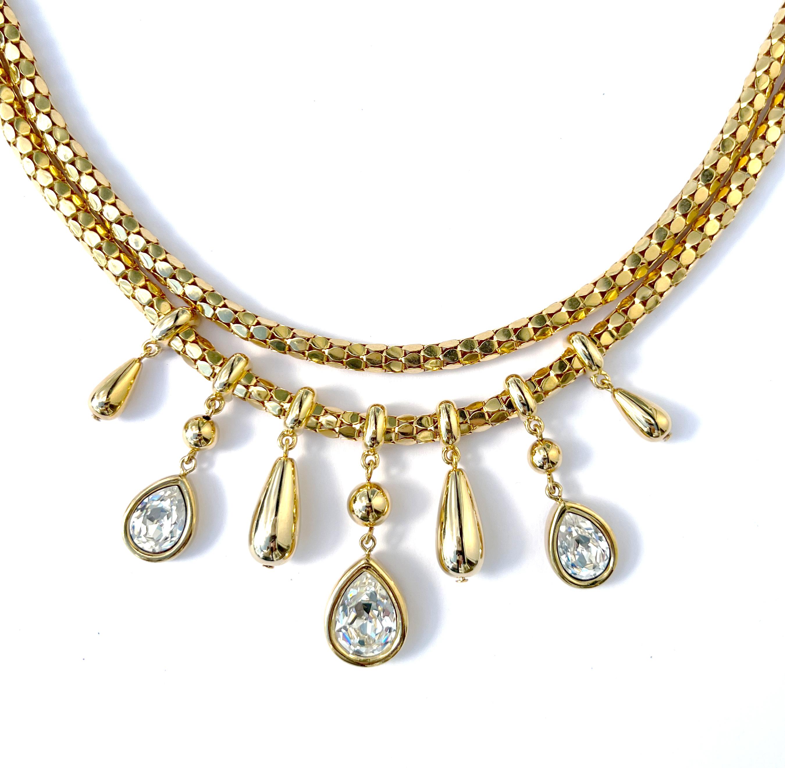 givenchy multi-crystal and pave y-neck necklace