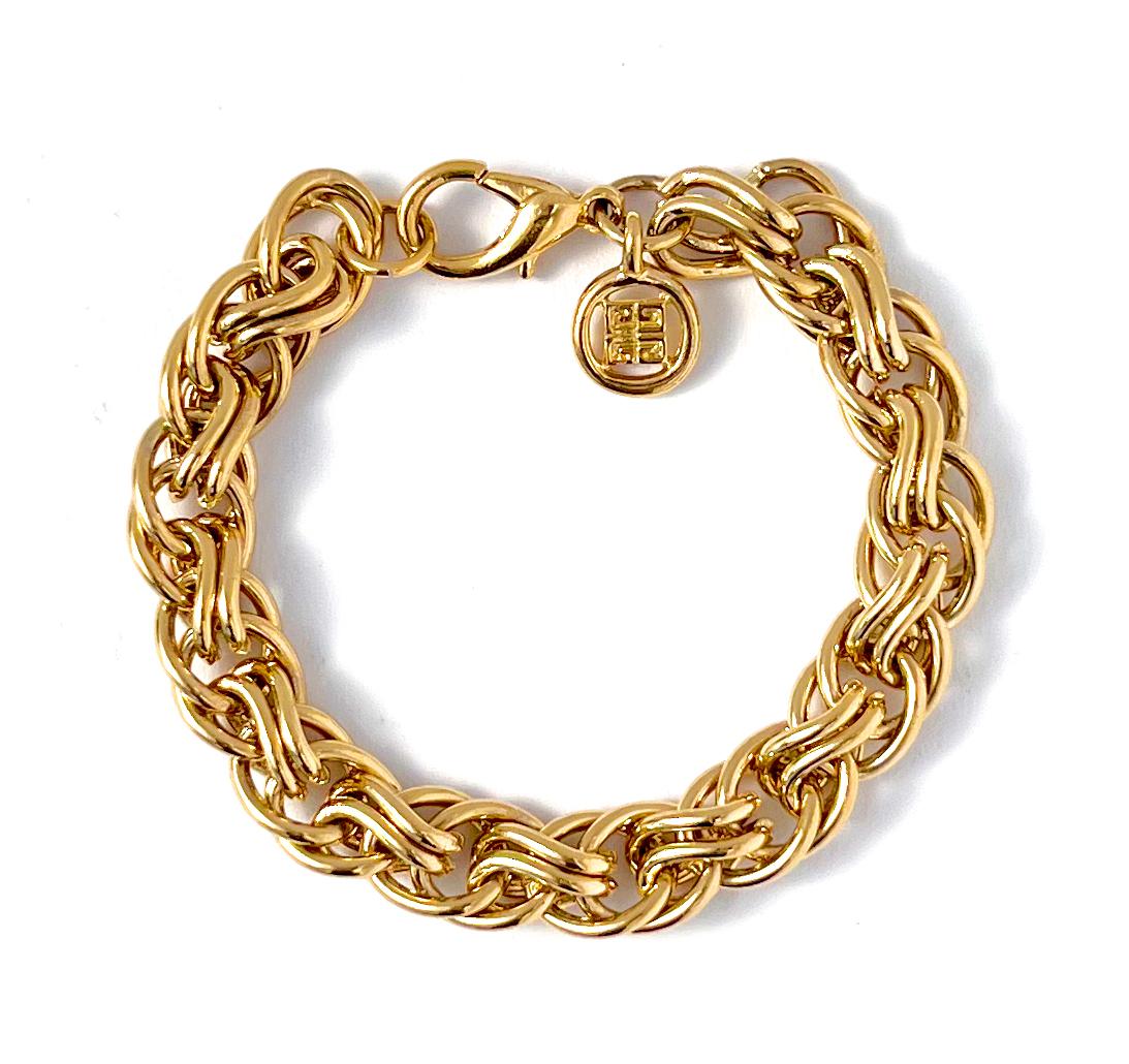 Modern Vintage Givenchy Double Twisted Link Chain Bracelet, 1980s For Sale