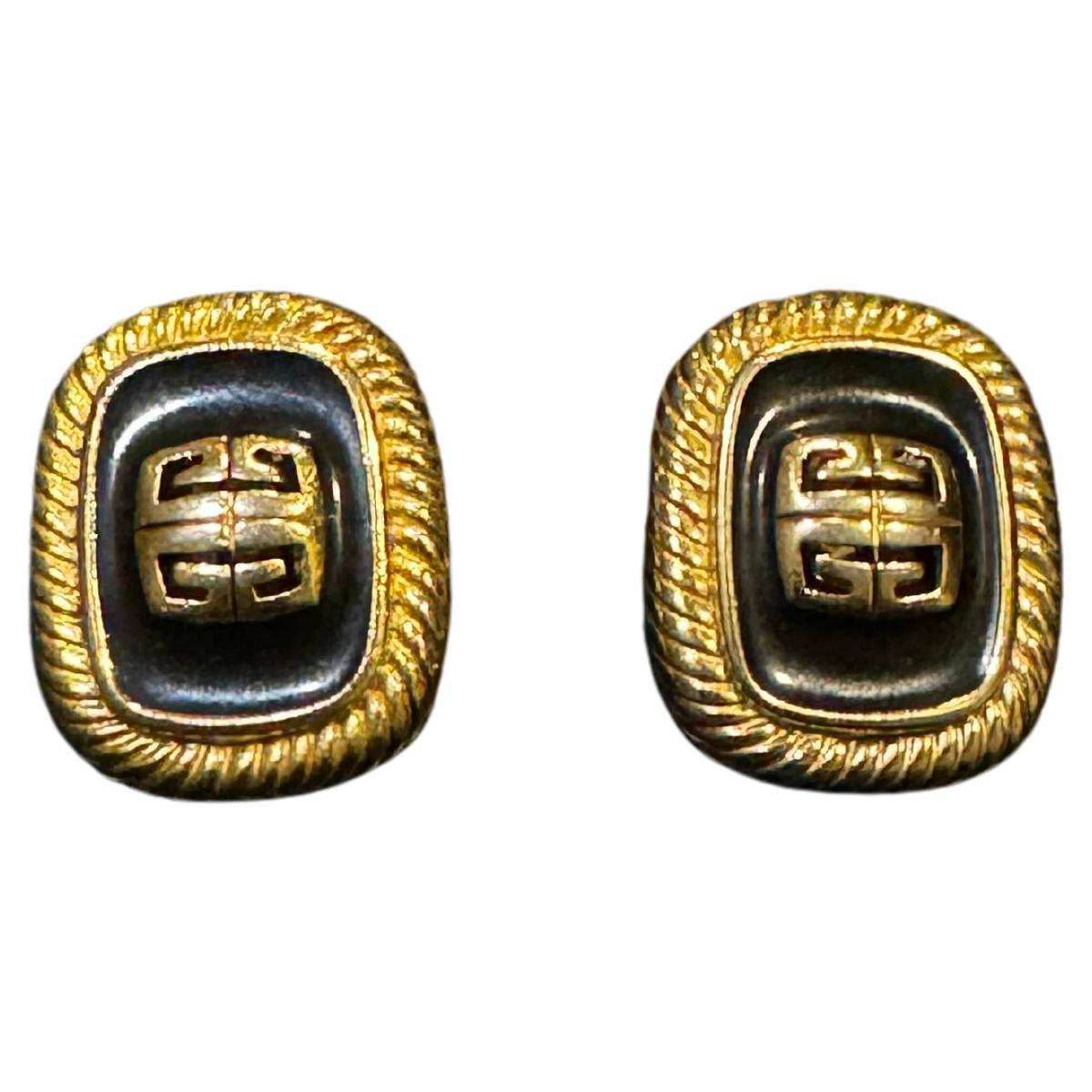 Vintage Givenchy Enamel 4G Clip On Earrings For Sale