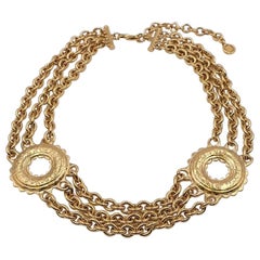 Vintage Givenchy Etruscan Style Massive Metal Necklace 1980's