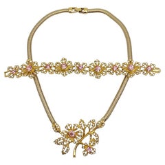 Vintage Givenchy florale Kristall-Halskette & Armband 1990er Jahre