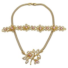 collana e bracciale vintage Givenchy con cristalli floreali anni '90