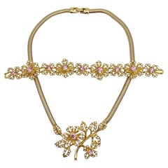 Vintage Givenchy floral crystal necklace & bracelet 1990s