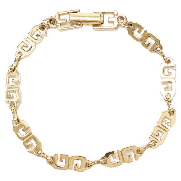 vintage GIVENCHY GG logo chain link gold bracelet at 1stDibs