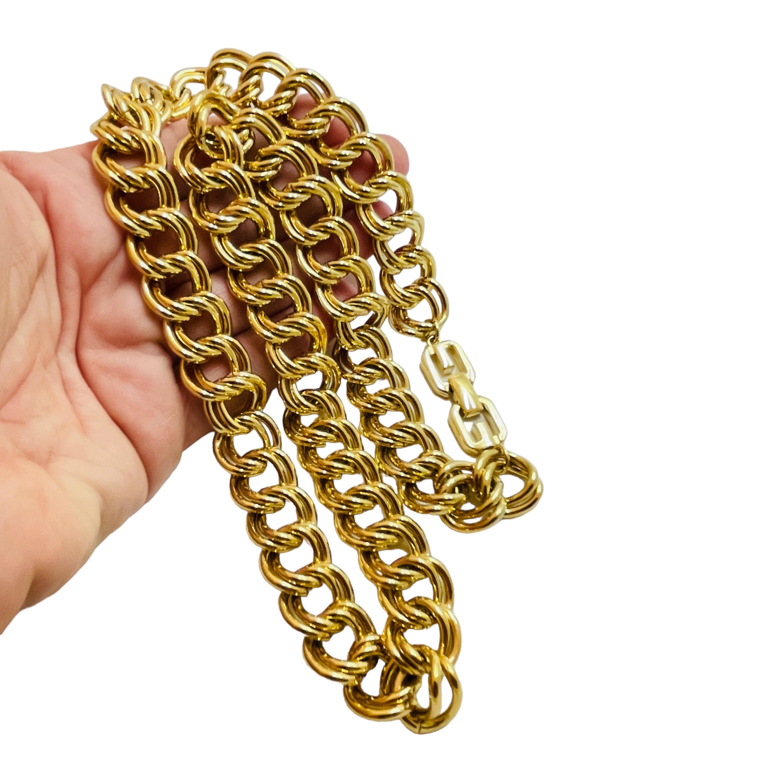 Vintage GIVENCHY gold chain designer runway necklace 1