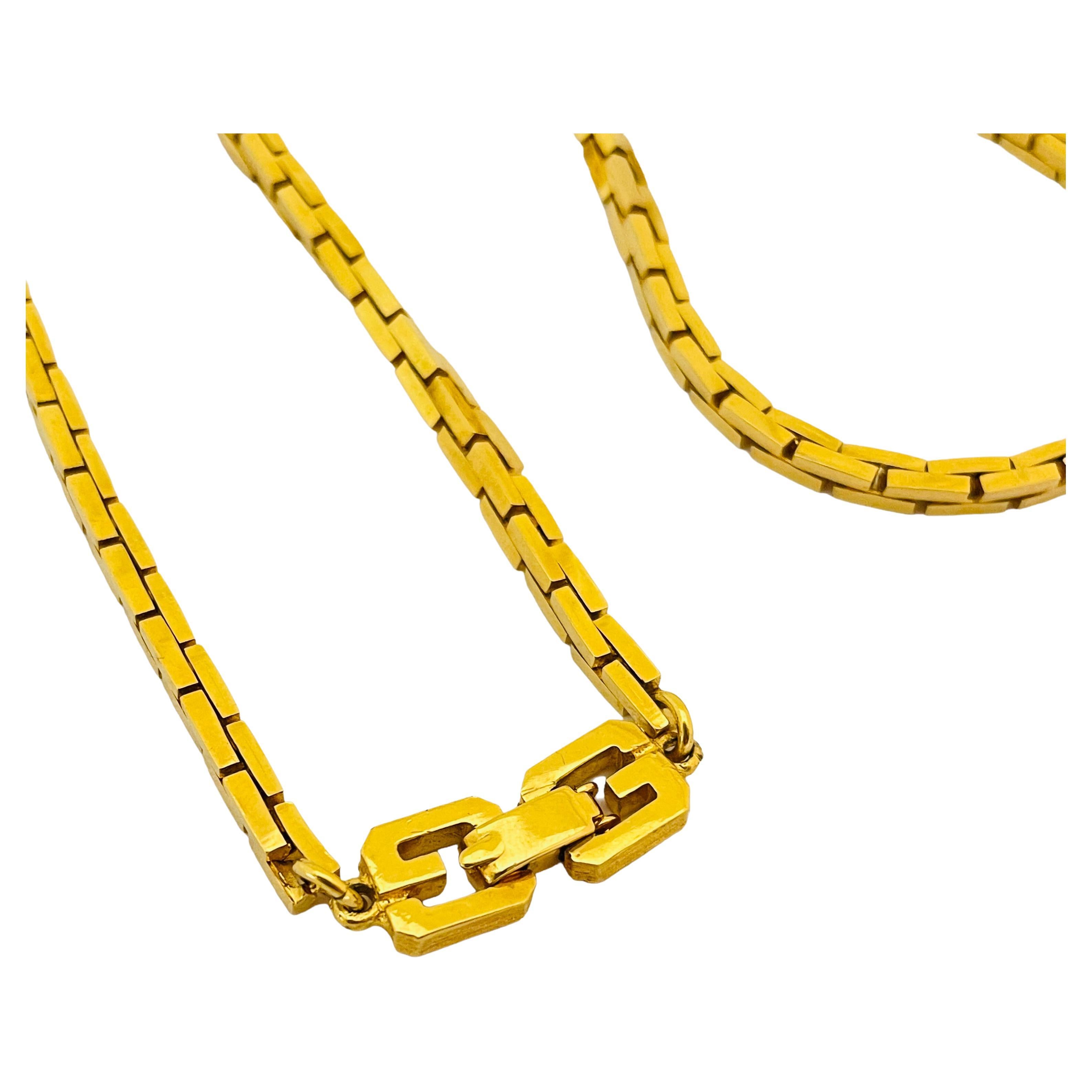 Vintage GIVENCHY gold chain designer runway necklace For Sale