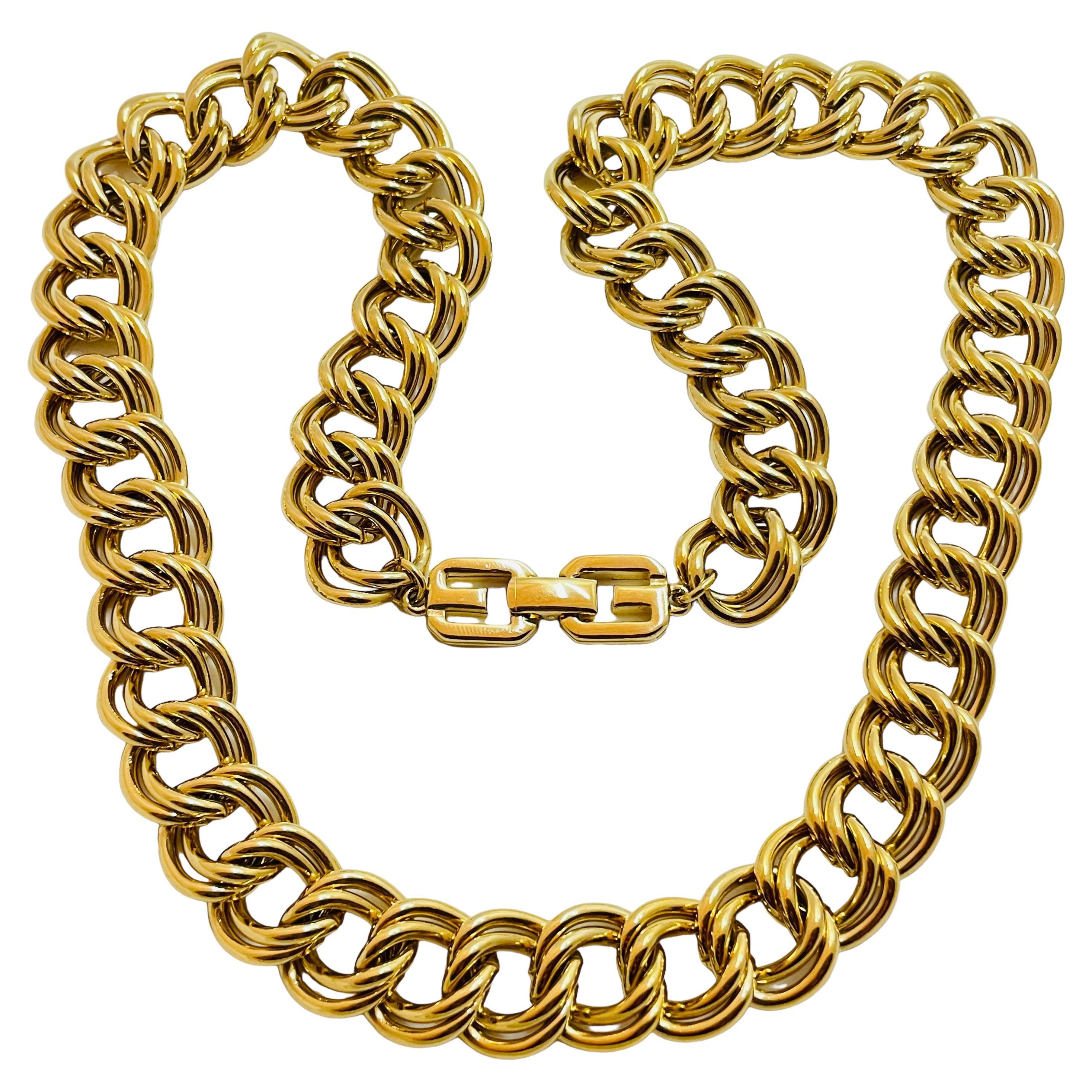 Vintage GIVENCHY gold chain designer runway necklace