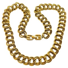 Vintage GIVENCHY gold chain designer runway necklace 