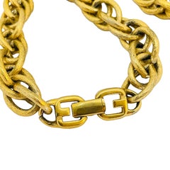 Vintage GIVENCHY gold chain logo designer runway necklace