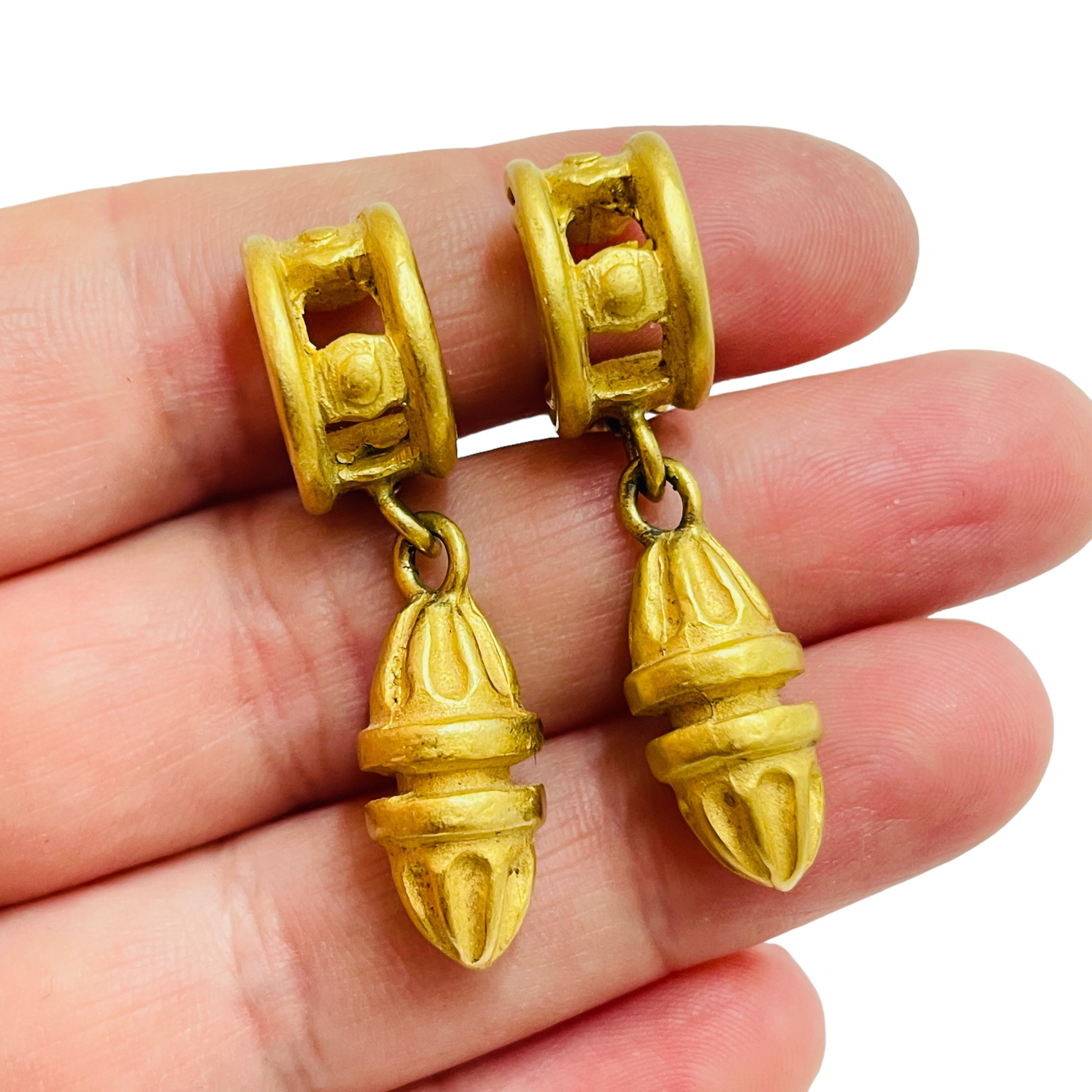 Vintage GIVENCHY gold clip on designer earrings For Sale 1