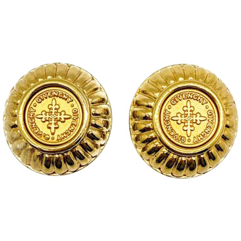Vintage Givenchy Gold Coin Earrings 1980s