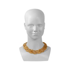 Vintage Givenchy Gold Collar Necklace with Wheat Pattern Circa 1980's