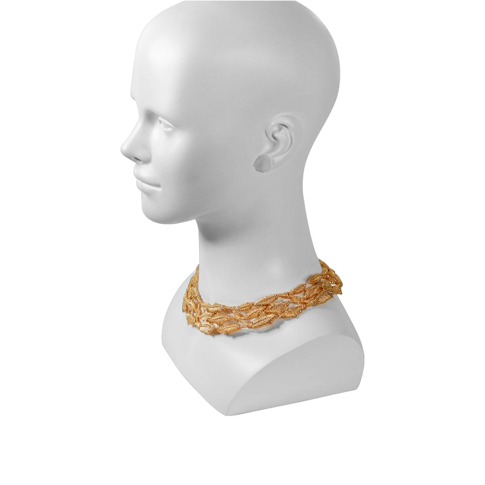 Vintage Givenchy Gold Necklace with Wheat Pattern Circa 1980's In Good Condition For Sale In New York, NY