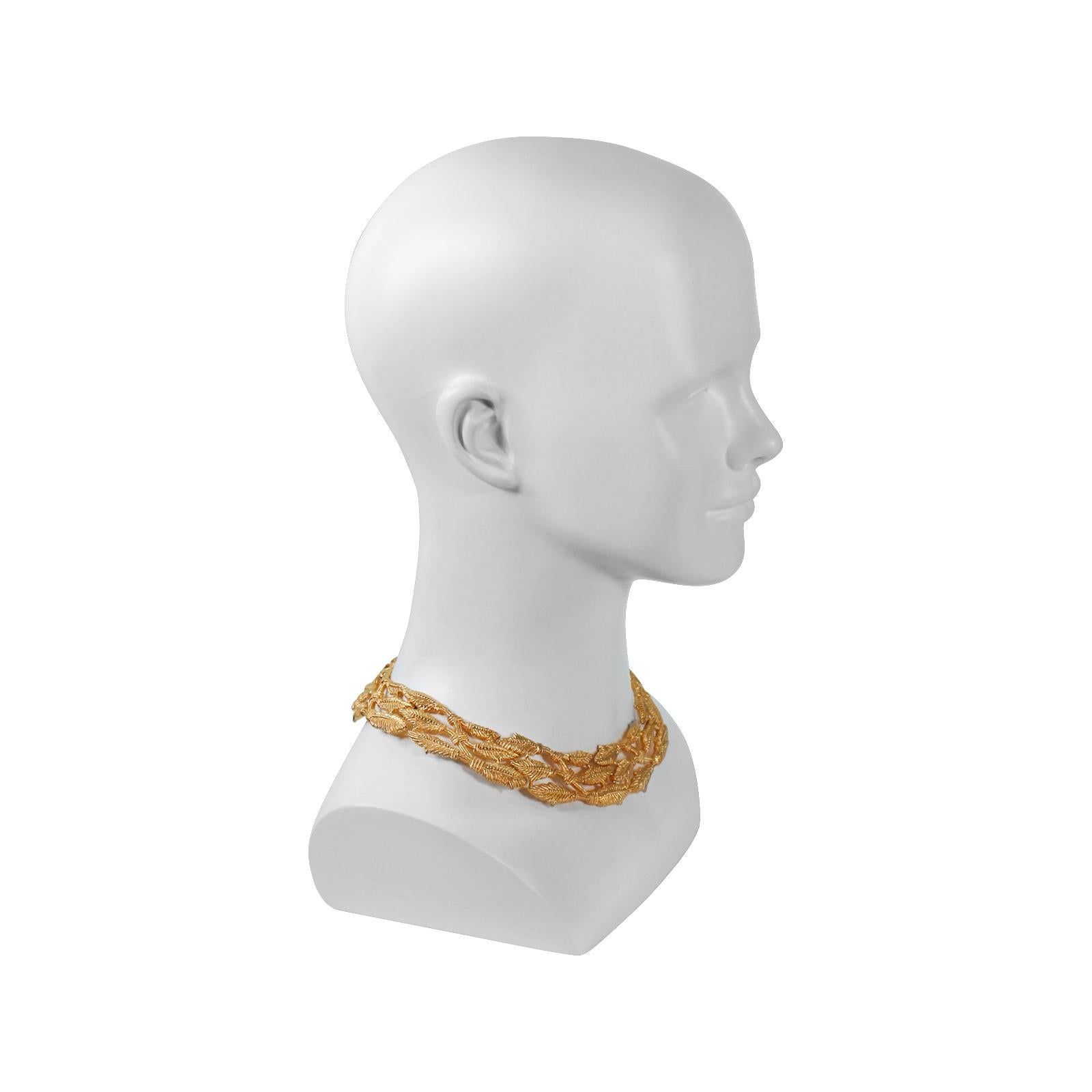 Vintage Givenchy Gold Necklace with Wheat Pattern Circa 1980's In Good Condition For Sale In New York, NY