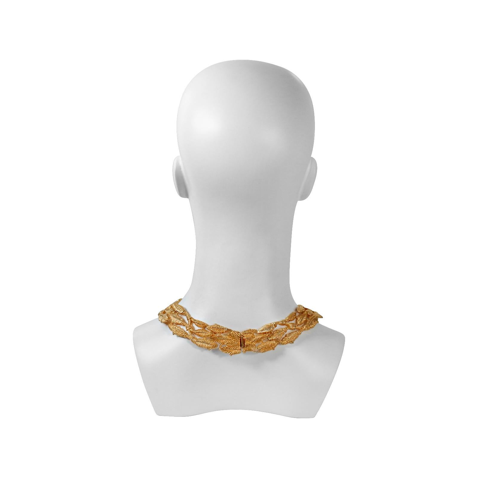 Vintage Givenchy Gold Necklace with Wheat Pattern Circa 1980's For Sale 1