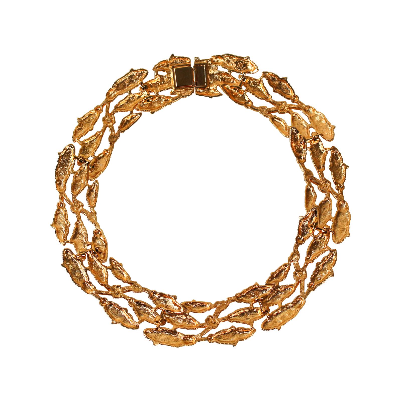 Vintage Givenchy Gold Necklace with Wheat Pattern Circa 1980's For Sale 2