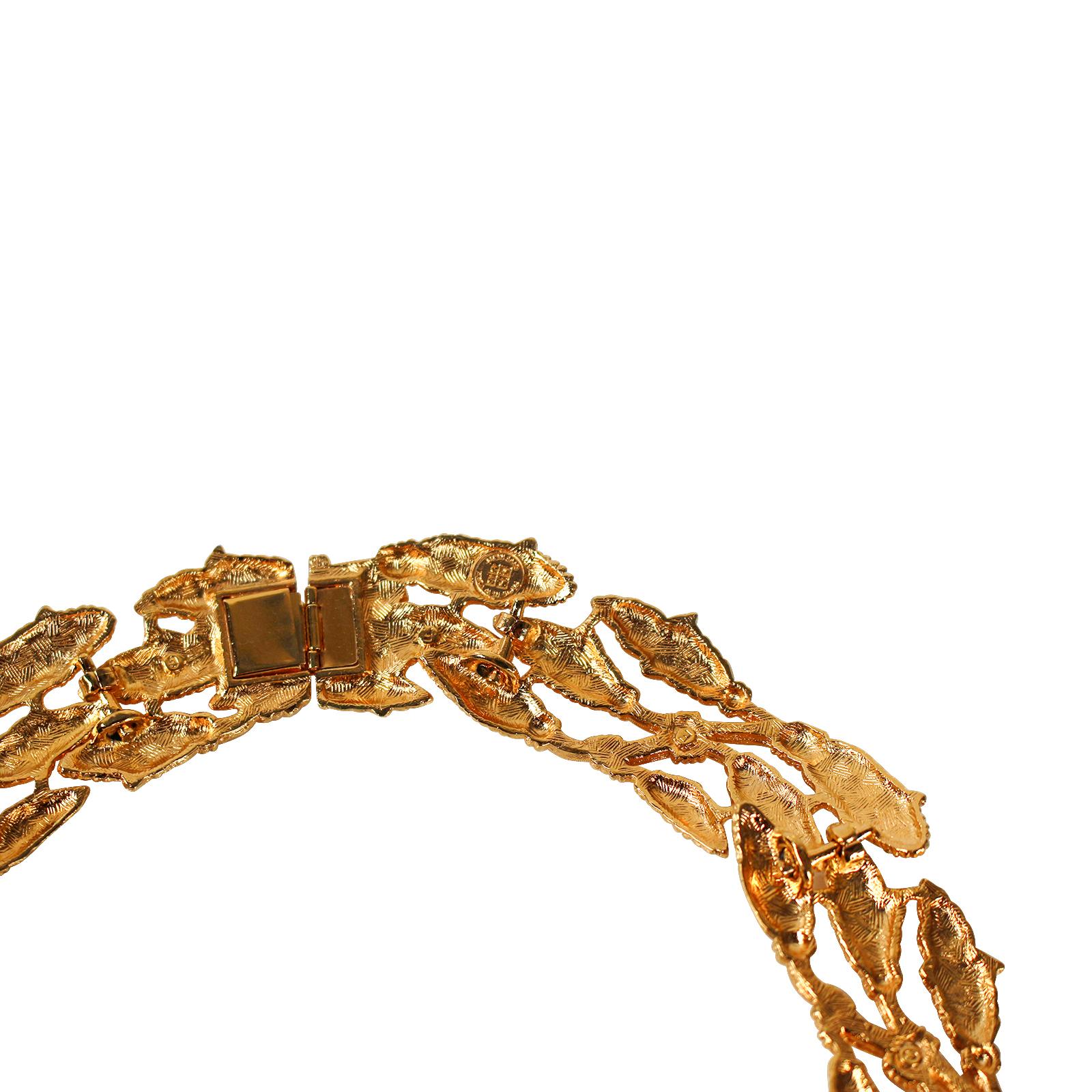 Vintage Givenchy Gold Necklace with Wheat Pattern Circa 1980's For Sale 2