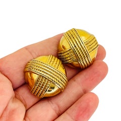 Vintage GIVENCHY gold designer runway clip on earrings