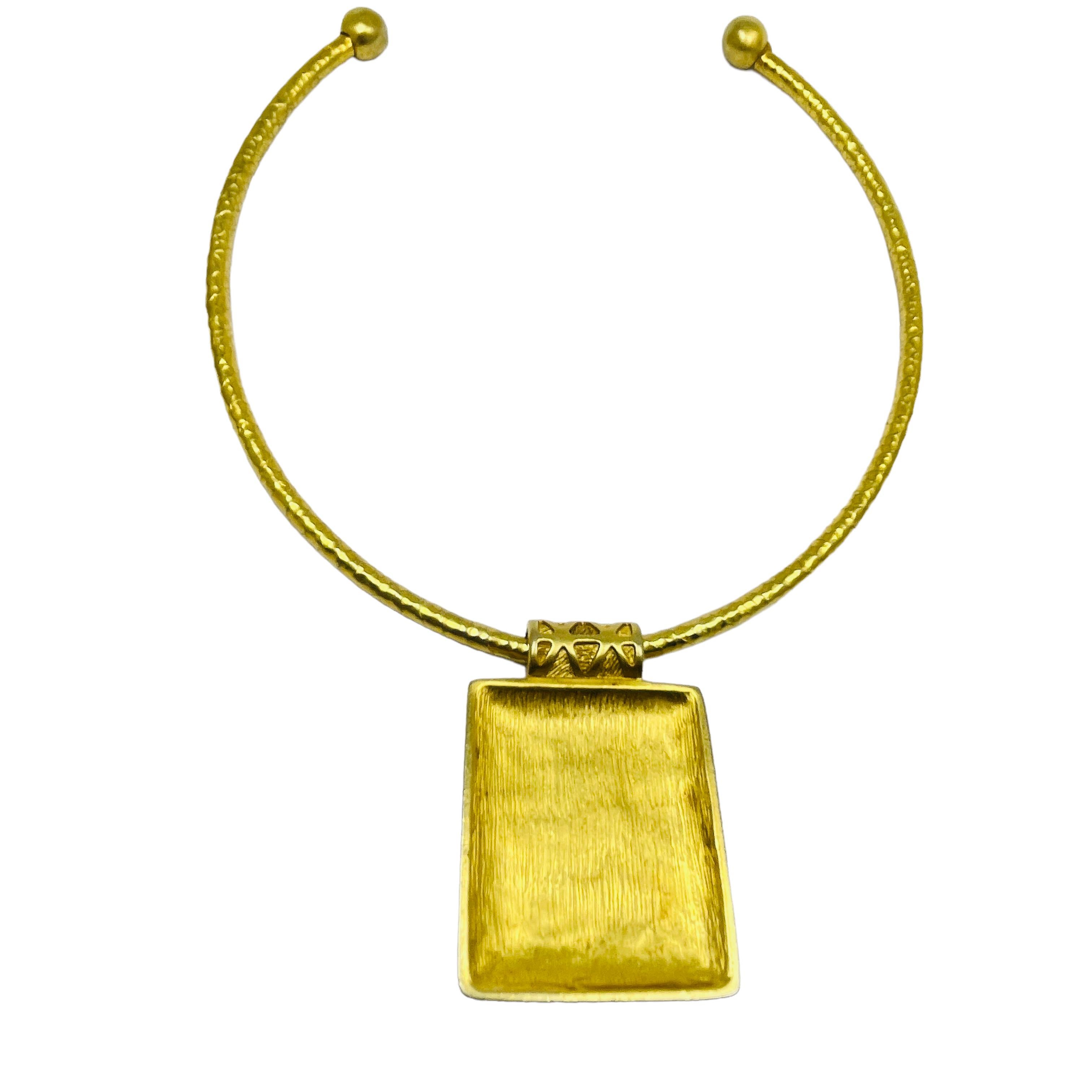 Vintage GIVENCHY gold glass collar designer runway necklace In Good Condition In Palos Hills, IL