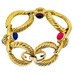 Bracelet vintage GIVENCHY en verre doré de designer  