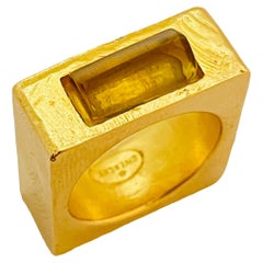 Vintage GIVENCHY Gold Glas Designer Laufsteg Ring