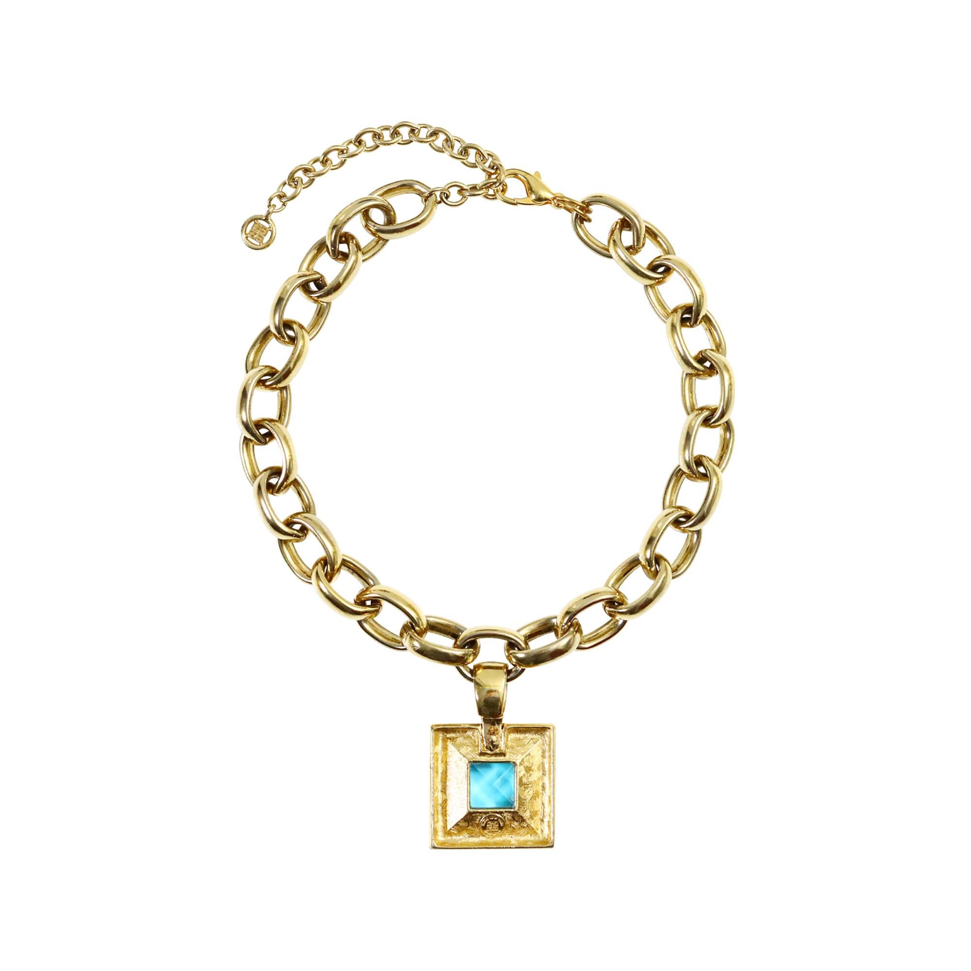 Vintage Givenchy Gold Heavy Link Chain with Dangling Drop Necklace Circa 1980 en vente 5