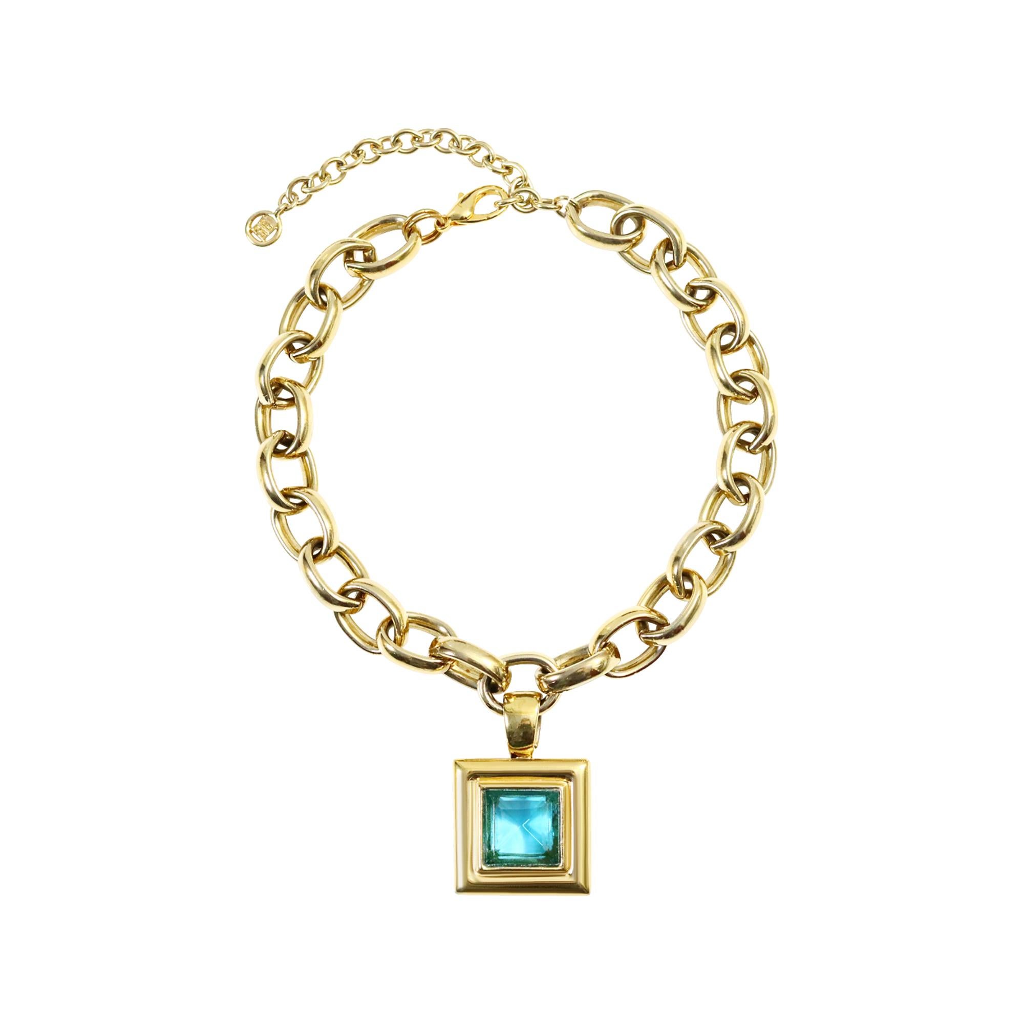 Vintage Givenchy Gold Heavy Link Chain with Dangling Drop Necklace Circa 1980 en vente 2