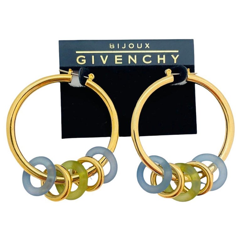 Vintage GIVENCHY gold hoop earrings For Sale at 1stDibs