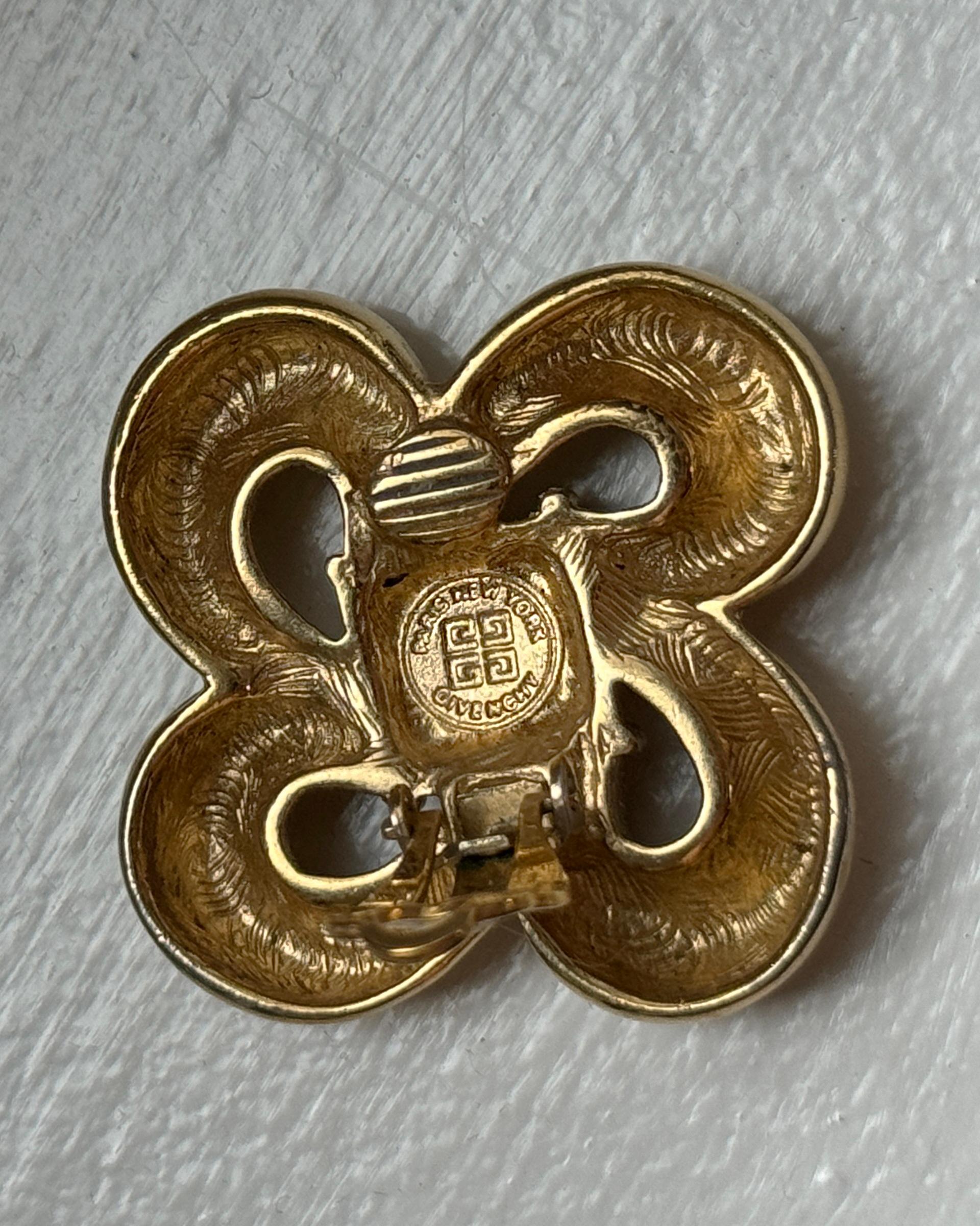 Vintage Givenchy Gold Logo Bow Earrings For Sale 4