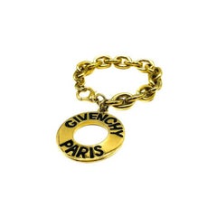 Vintage Givenchy Gold Logo Disc Charm Bracelet 1990S