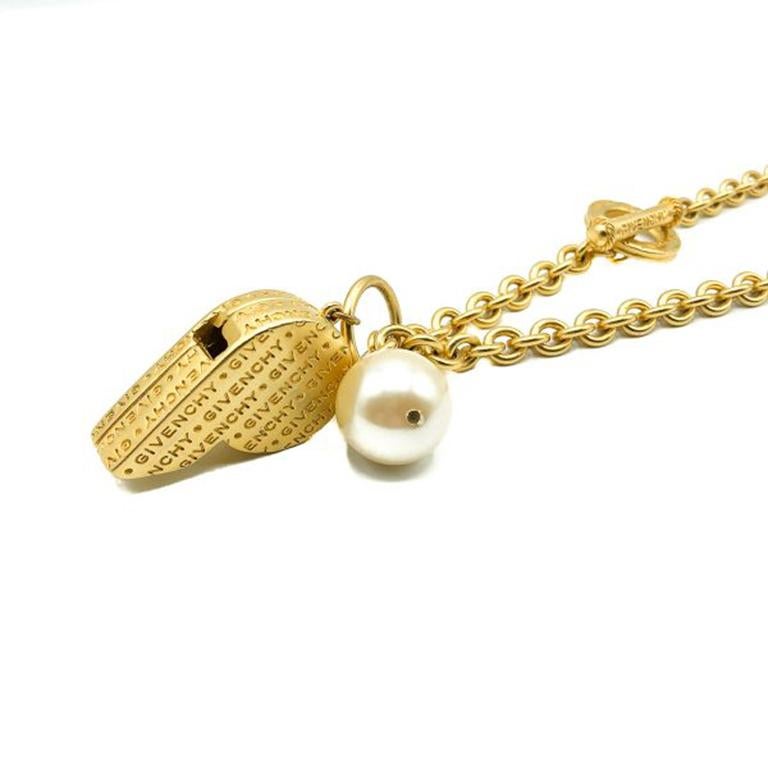 Givenchy, collier vintage avec logo en or et perles, années 1990 en vente 1