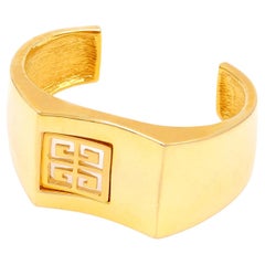 Vintage Givenchy Gold Plated Branded Cuff Bracelet