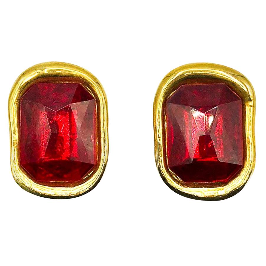 Vintage Givenchy Gold & Red Runway Earrings 1980s