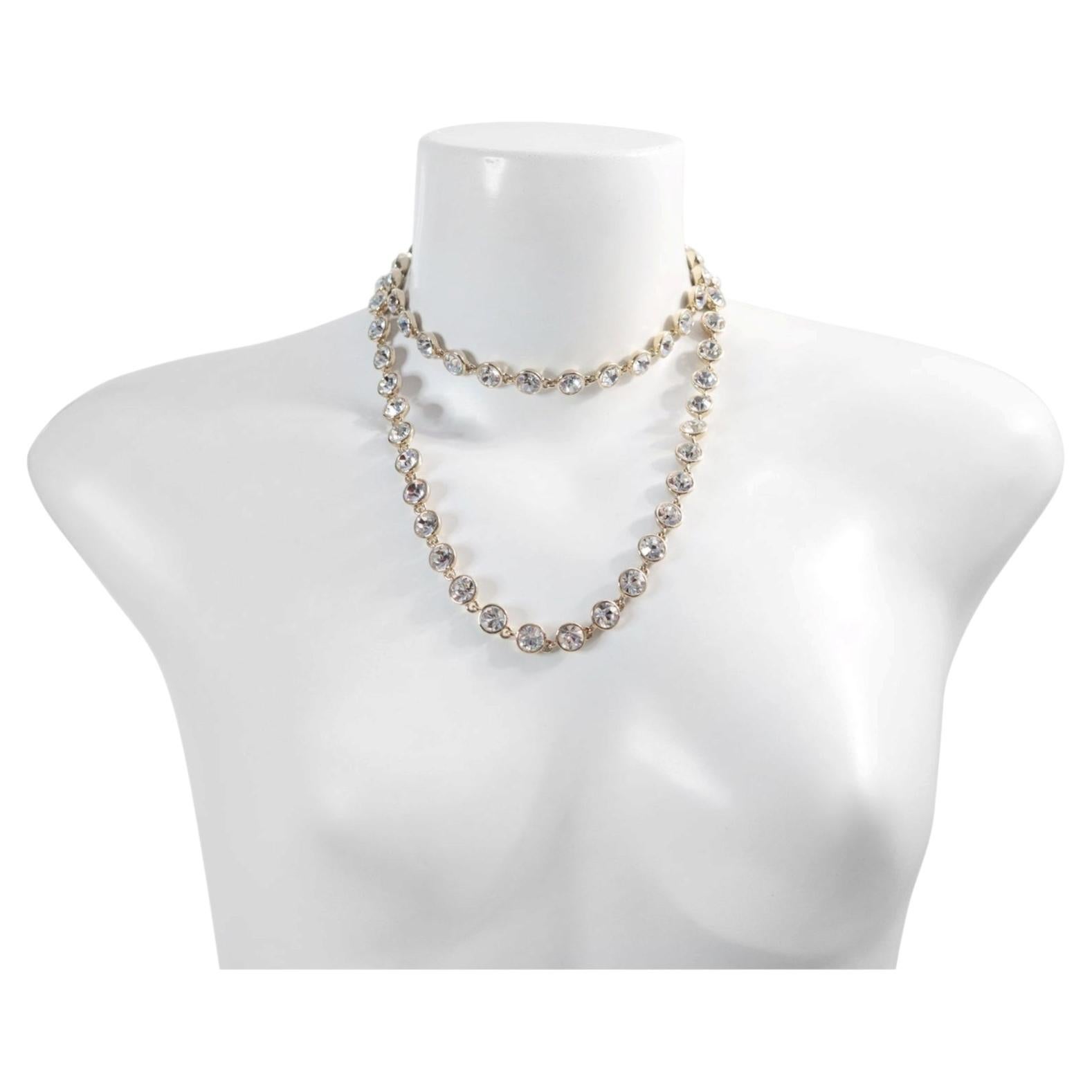 Vintage Givenchy Gold Tone Diamante Link Chain Necklace, Circa 1990s