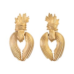 Vintage Givenchy Gold Tone Earrings Circa 1980s