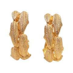 Vintage Givenchy Gold Tone Half Hoop Earrings Circa 1980s