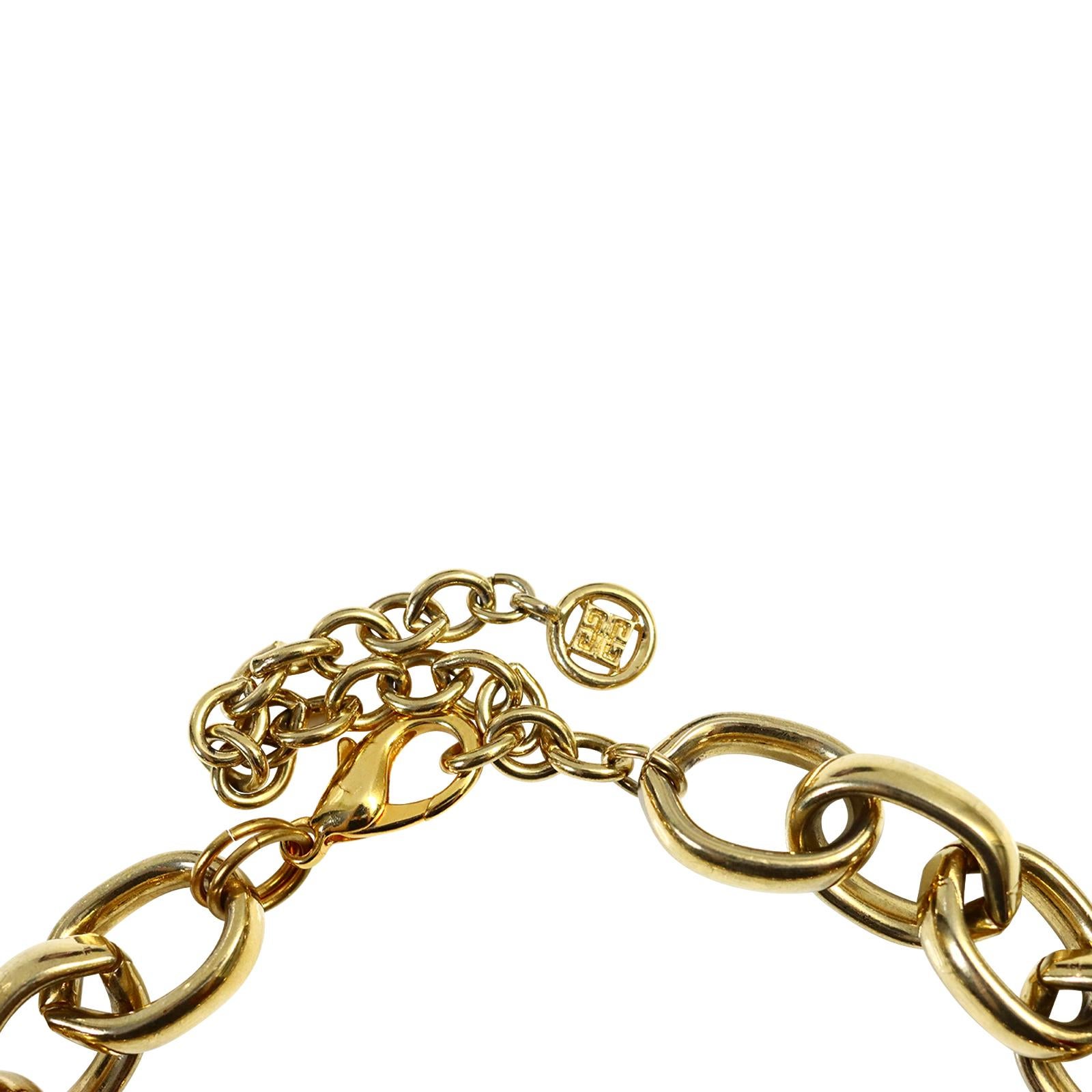 Vintage Givenchy Gold Heavy Link Chain with Dangling Drop Necklace Circa 1980s For Sale 1