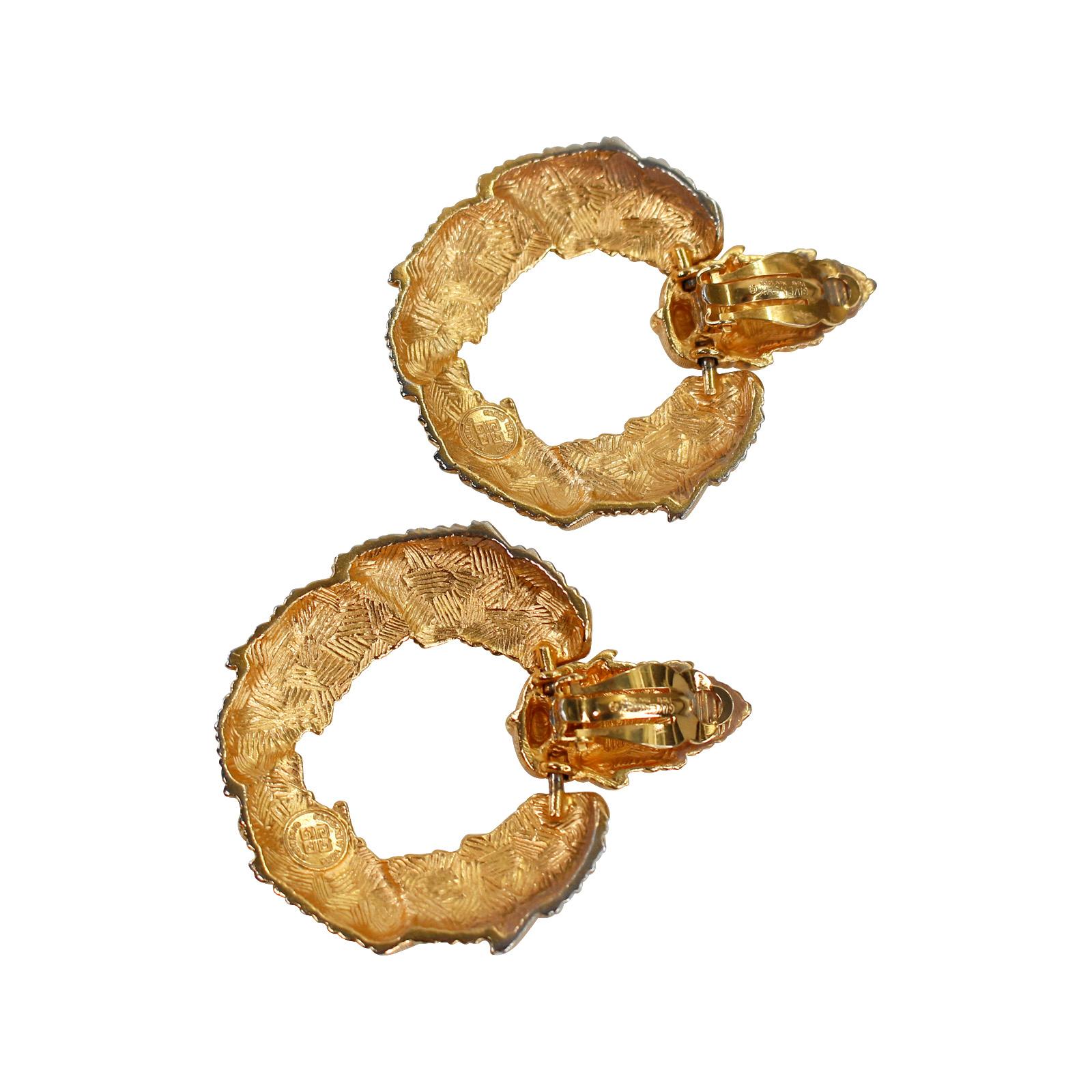 Modern Vintage Givenchy Gold Tone Hoop Earrings Circa 1980s For Sale