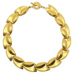 Vintage Givenchy Gold Tone Leafs Collar Necklace