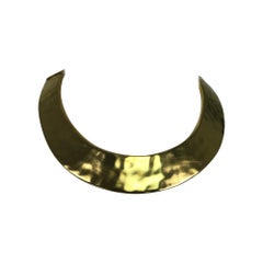 Vintage Givenchy Hammered Gold Metal Collar Necklace