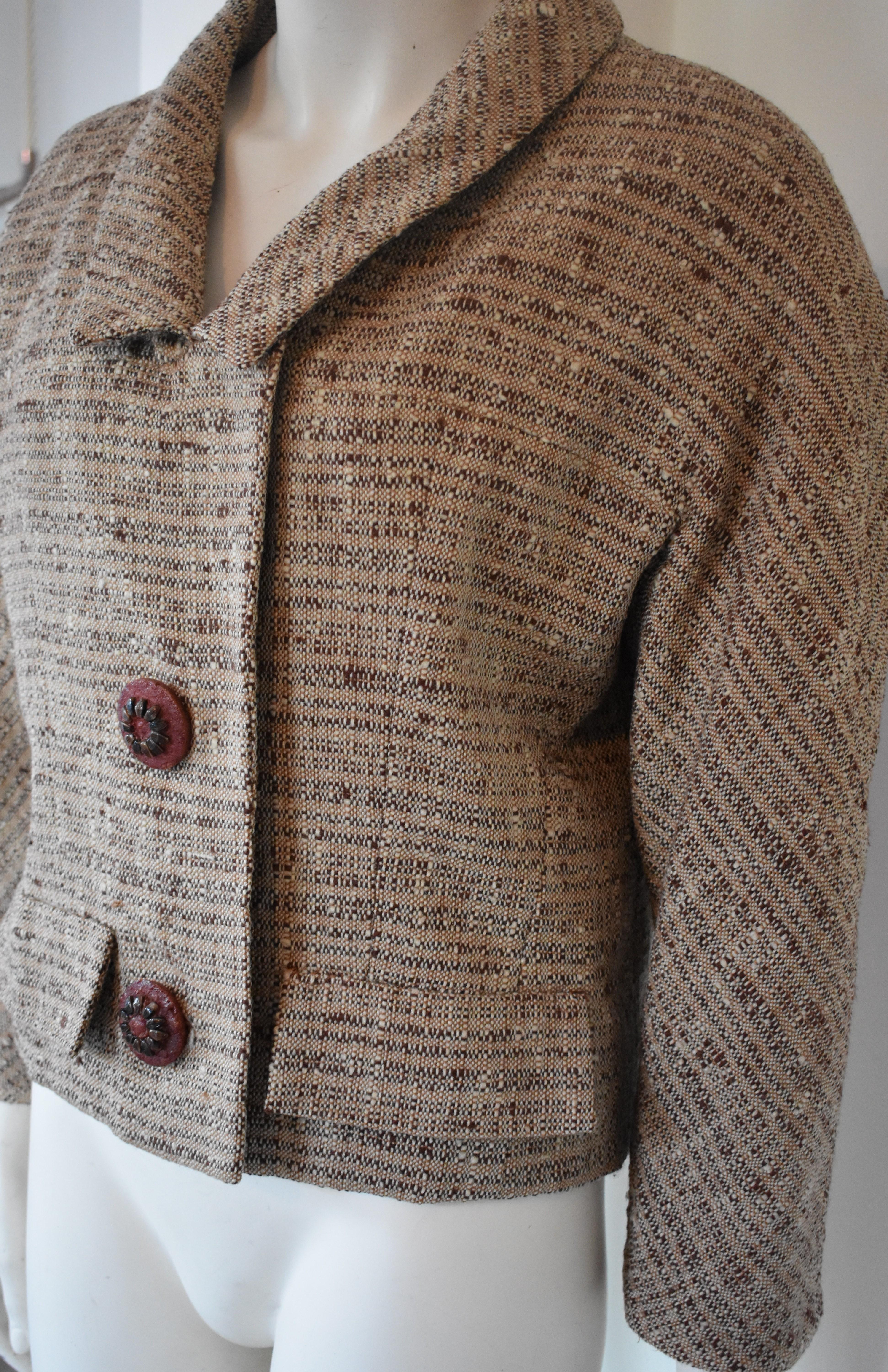 Gray FINAL SALE Givenchy Haute Couture Tweed Jacket Audrey Hepburn Style, Circa 1958 For Sale