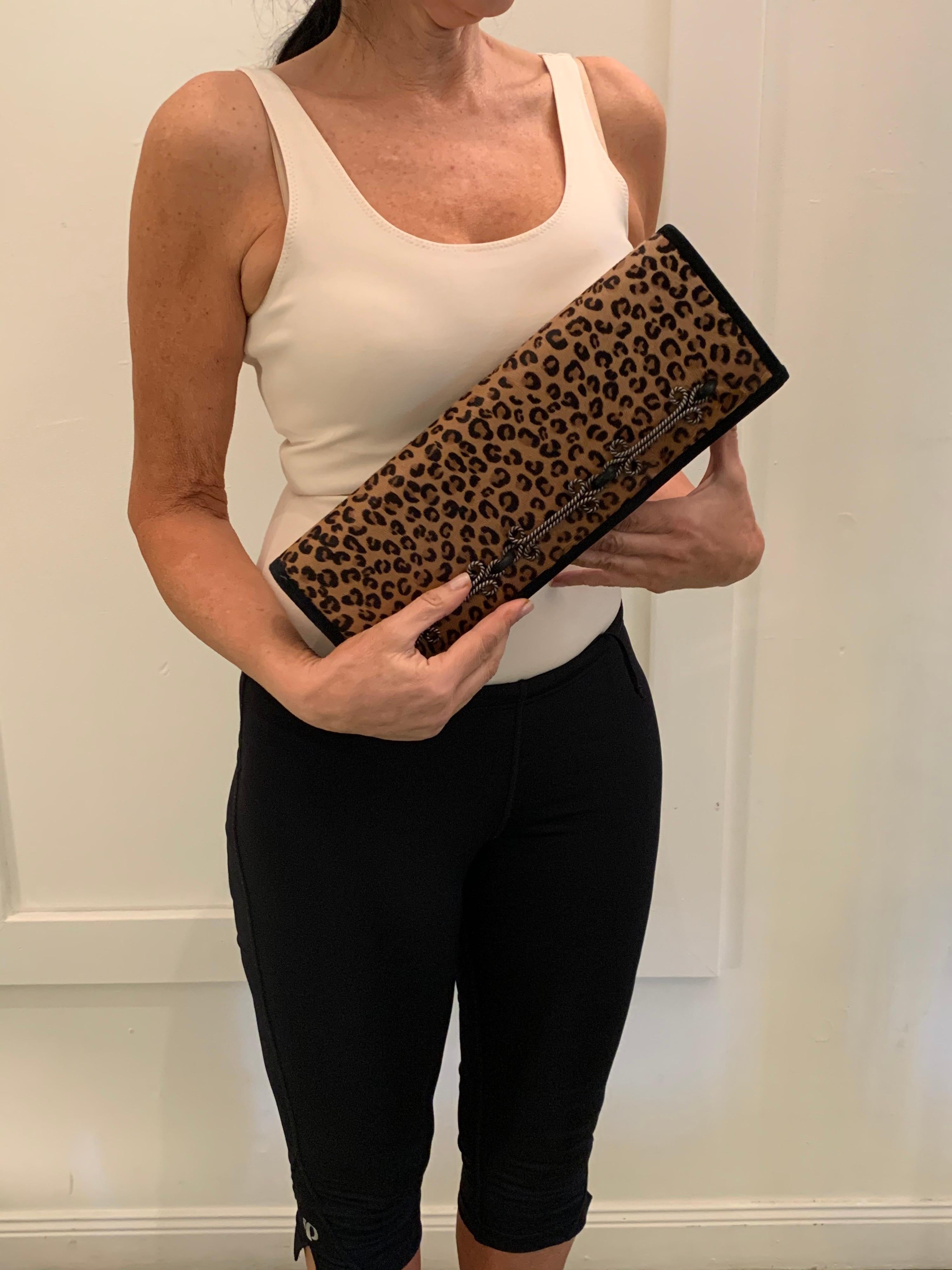 Brown Vintage Givenchy Haute Leopard Envelope Clutch 