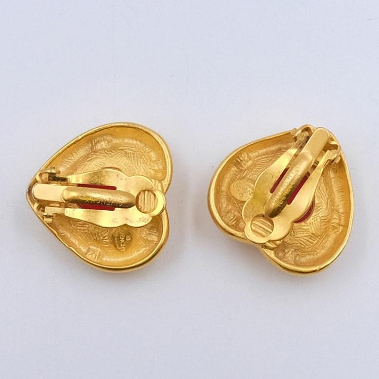 Vintage Givenchy Hearts Clip-on Earrings With Rhinestones And Glass ...