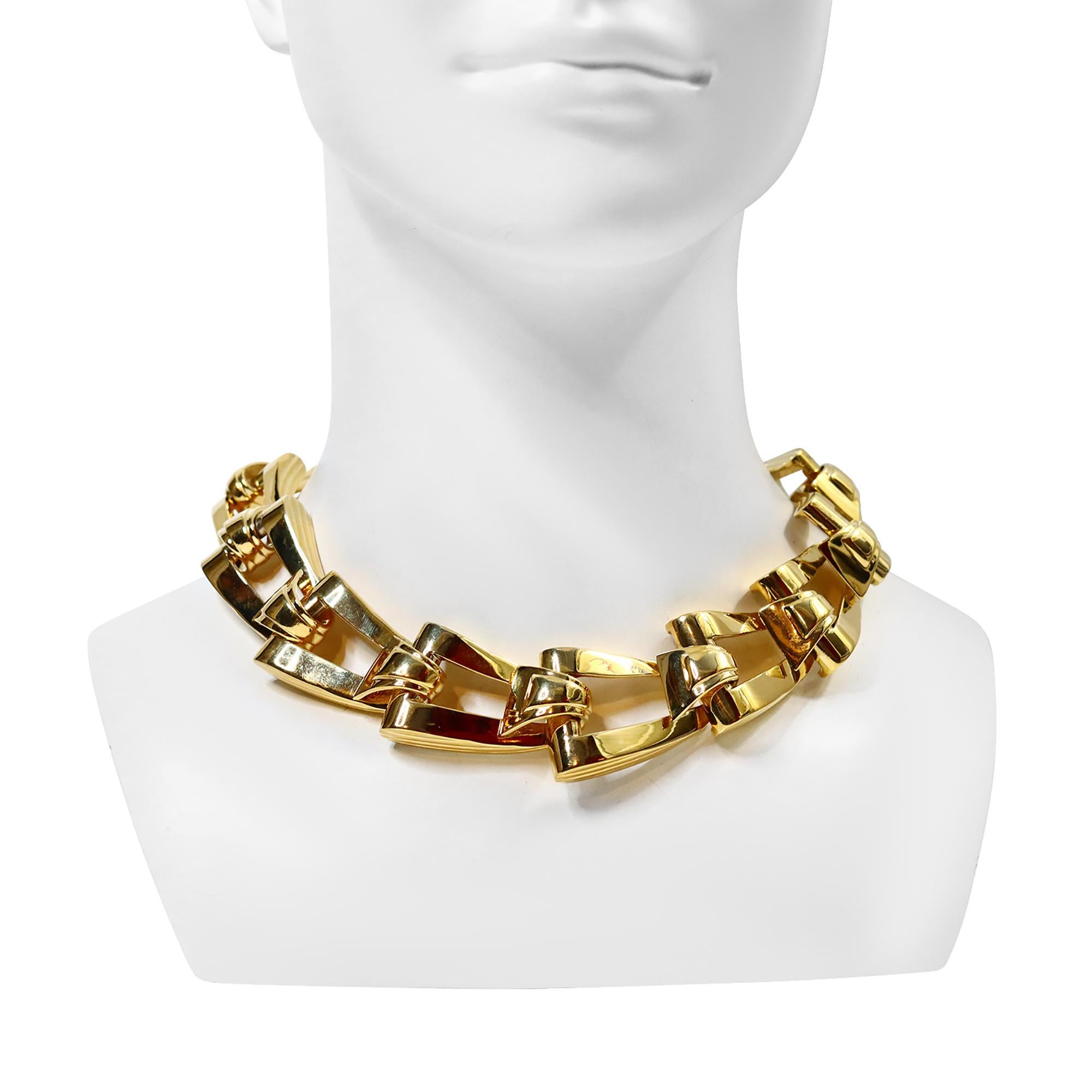 Vintage Givenchy Heavy Gold Tone Link Necklace. A heavy and substantial necklace. A bracelet is available on-site to match. This represents the 1980s at their best.  A classic necklace that will always be in style.  Layer this with the newer,