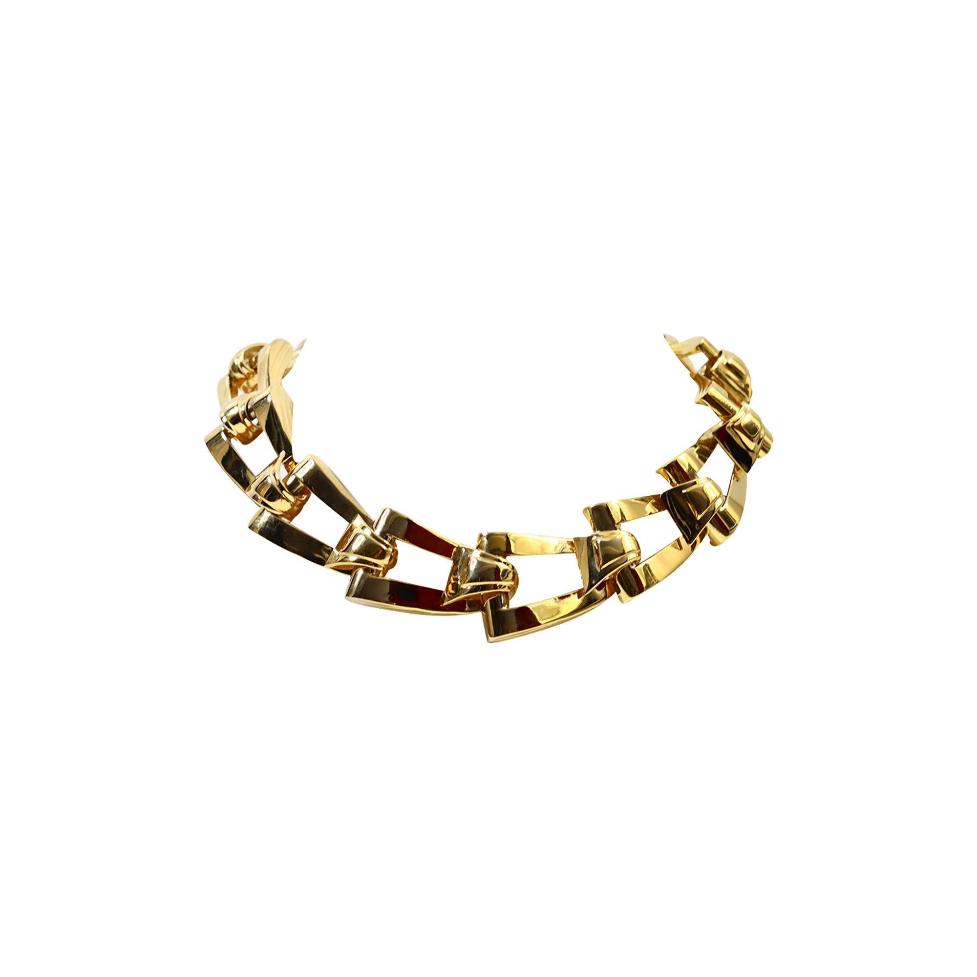 Women's or Men's Vintage Givenchy Heavy Gold Tone Link Necklace Circa 1980s For Sale